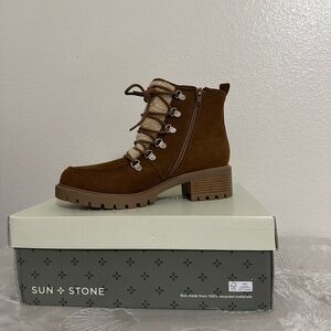 Sun + Stone Women's Brown Zip Up Boots